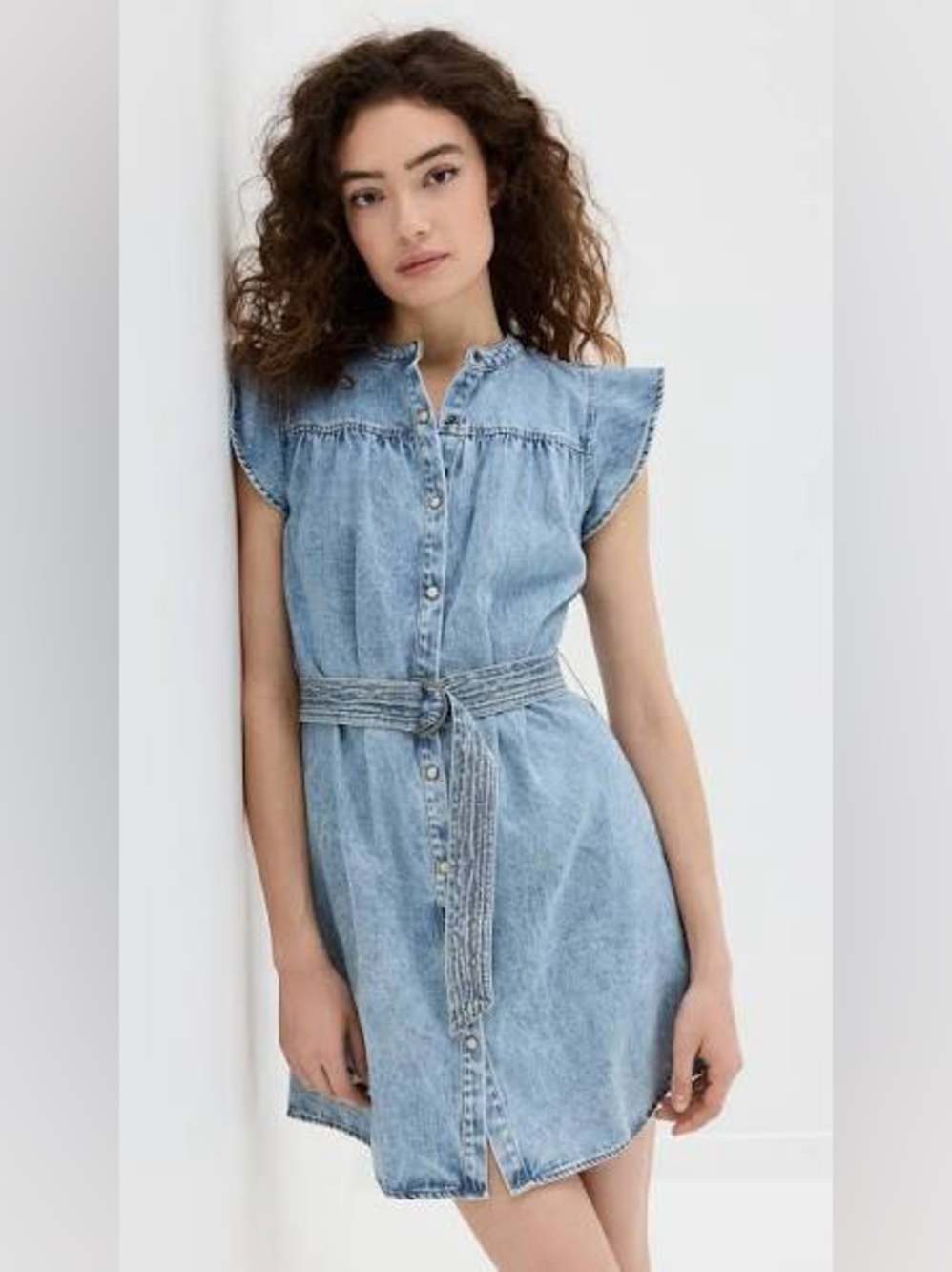 Rails Letta Faded Indigo Wash Denim Button-Front Dress With Belt Size XL